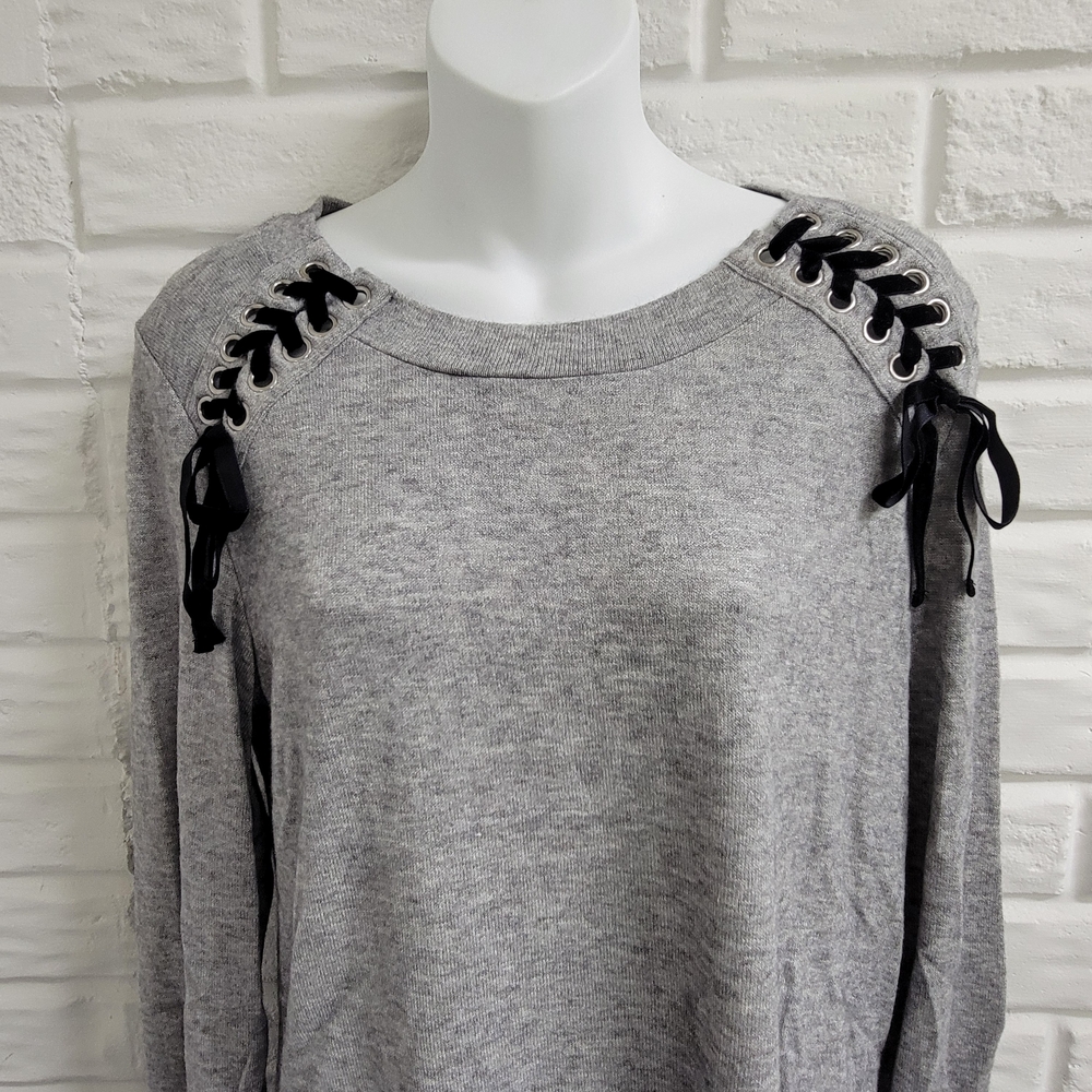 INC International Concepts Gray Lace-Up Sweatshirt